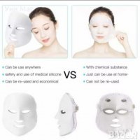Козметична Led маска за лице със светлинна терапия, фотодинамична терапия, акне, бръчки, снимка 8 - Козметични уреди - 37601981