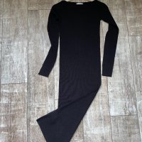 нова еластична спортно елегантна ежедневна дълга елегантна черна рокля рипс, снимка 2 - Рокли - 43610703