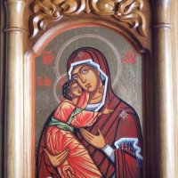 Дърворезба-домашен иконостас с иконопис "Богородица с младенеца", снимка 3 - Други - 22001601