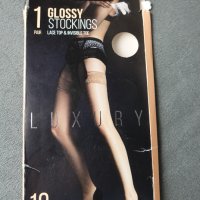 Primark Luxury 10 den L размер луксозни телесни чорапи за жартиери, снимка 8 - Бельо - 40685507