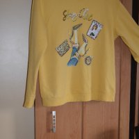 Есенна спортна жълта блуза с апликация и камъни, снимка 1 - Блузи с дълъг ръкав и пуловери - 43085584