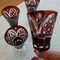 Кристални чаши рубин за ракия, снимка 6 - Чаши - 38334882