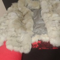 Кожено палто от сребърна лисица, късо., снимка 1 - Палта, манта - 43864198