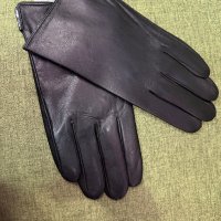Уникален дизайн мъжки кожени черни ръкавици естествена кожа отвътре с пух, снимка 1 - Ръкавици - 43031833