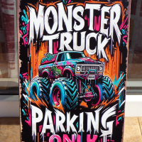 Метална табела кола Monster truck Чудовищен джип паркира тук, снимка 1 - Декорация за дома - 44878960