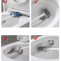 Четка за тоалетна чиния от силикон в комплект с ПВЦ четка и поставка за стена или под, снимка 4 - Мопове, кофи, четки и метли - 44002482
