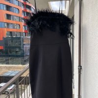 Разкошна нова черна парти коктейлна строго официална рокля Mohito пера пухчета , снимка 13 - Рокли - 42094065
