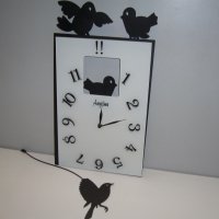 Стенен часовник, метален с птички и махало , снимка 2 - Декорация за дома - 27897331