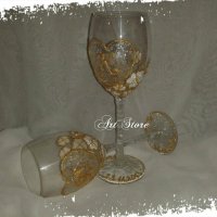 Ръчно рисувани и декорирани чаши за вино, снимка 12 - Чаши - 33593595