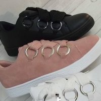 Спортни обувки с халкички и широки връзки в цвят ШАМПАНСКО, снимка 3 - Маратонки - 26572024