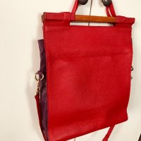 Дамска чанта корал червена и лилаво ретро стил дълга дръжка , снимка 6 - Чанти - 40397251