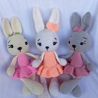 Плетени играчки - зайчета , жабка, снимка 8 - Плюшени играчки - 37509298