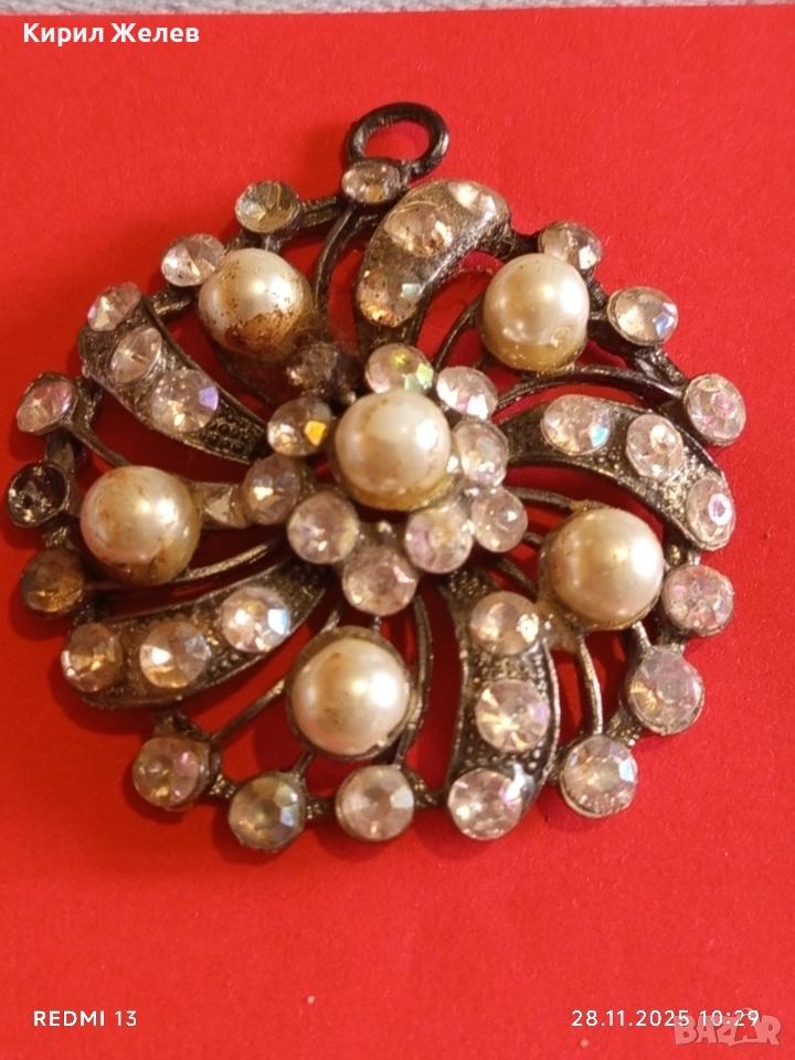 Кристална Арт висулка с перли и розов кварц 52259, снимка 1