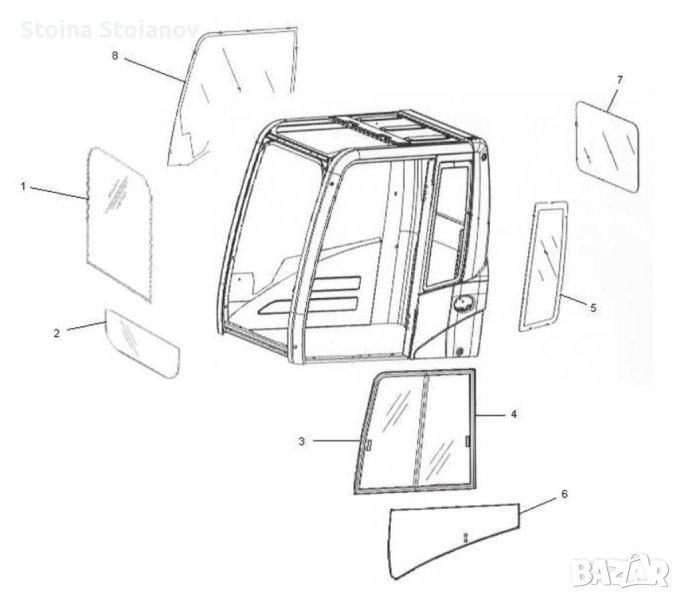 Стъкла за Багери Case Кейс Катерпилар ДЖСБ CAT 428  JCB 3CX , снимка 1