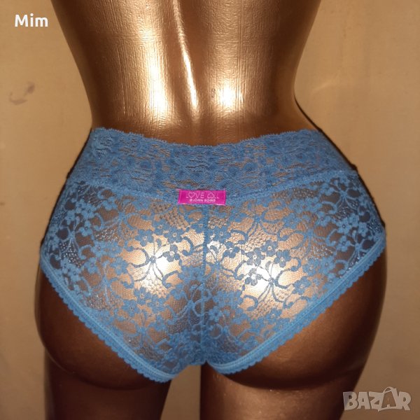  LOVE XS/S Синя дантелена, висока бикина , снимка 1
