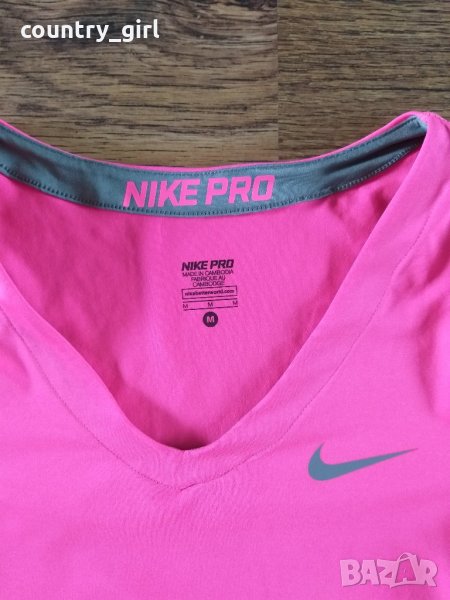 Nike Pro Short Sleeve V-Neck - страхотна дамска тениска КАТО НОВА, снимка 1