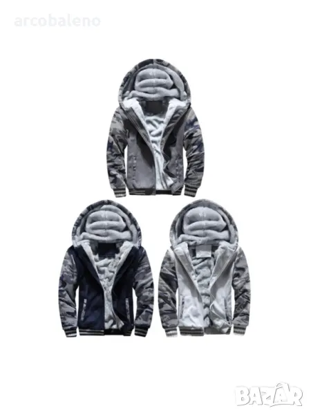 Мъжко яке с топла подплата с цип в маскировъчен цвят, 3цвята , снимка 1