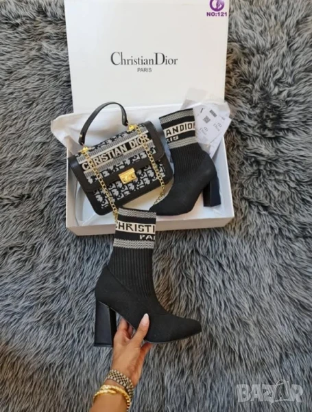 дамски боти на ток тип чорап christian dior , снимка 1