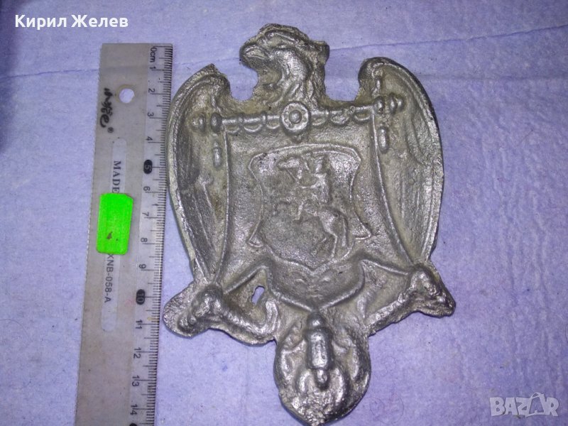 СТАРИНЕН ГОТИЧЕСКИ с РИЦАРСКИ ГЕРБ и ДРАКОН СРЕБРИСТ МЕТАЛЕН ПЕПЕЛНИК КОЛЕКЦИОНЕРСКА ЧИНИЙКА 41551, снимка 1