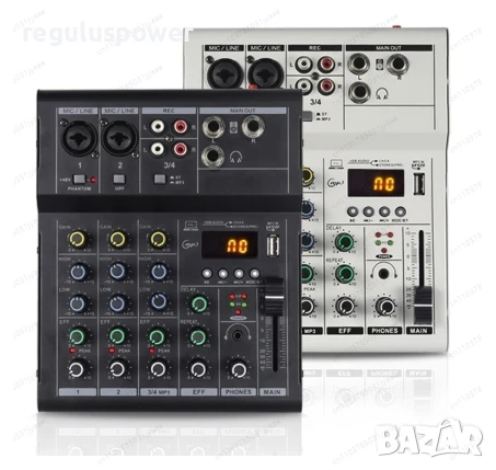 Смесителен пулт 4 канален RP-F4 A, Bluetooth,USB Player, DJ Mixer, EQ 2 Band , снимка 1