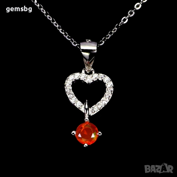 Висулка с оранжев огнен опал и цирконий, снимка 1