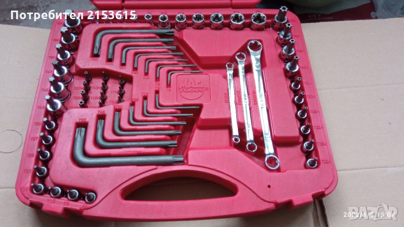 Mac Tools 62 части външни вътрешни вложки torx рамена ключове комплект  Smxt62b , снимка 1