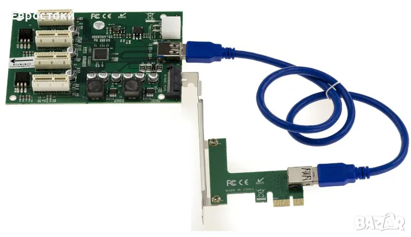 KALEA-INFORMATIQUE PCI Express x1 Port to 4 PCIe x1 Ports с чипсет ASM1184e, снимка 1