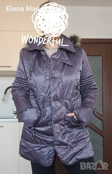 Зимно яке топло промазано срещу вятър с качулка дълго XXL, снимка 1