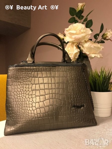 Дамска  чанта , сив цвят - “ FRAPAN “, снимка 1