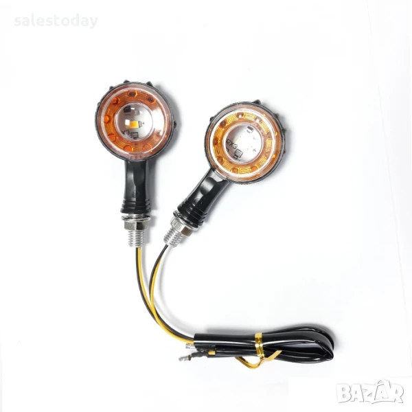 Мигачи за мотор, мотопеди, мотоциклети, АТВ, скутер или мотор, 12V, дневна светлина и мигач, бял, снимка 1