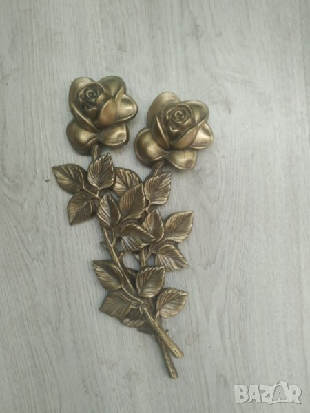 стара бронзова апликация,обков -рози, снимка 1