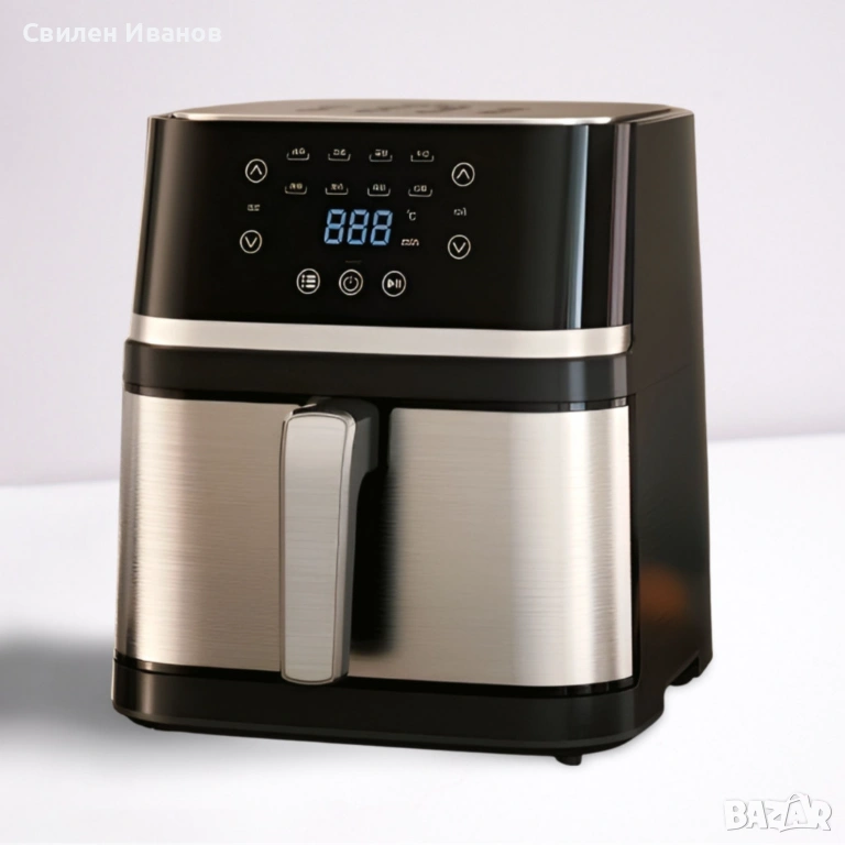 Електрически фритюрник с капацитет 10L – неръждаема стомана, 1350W, автоматично изключване, снимка 1