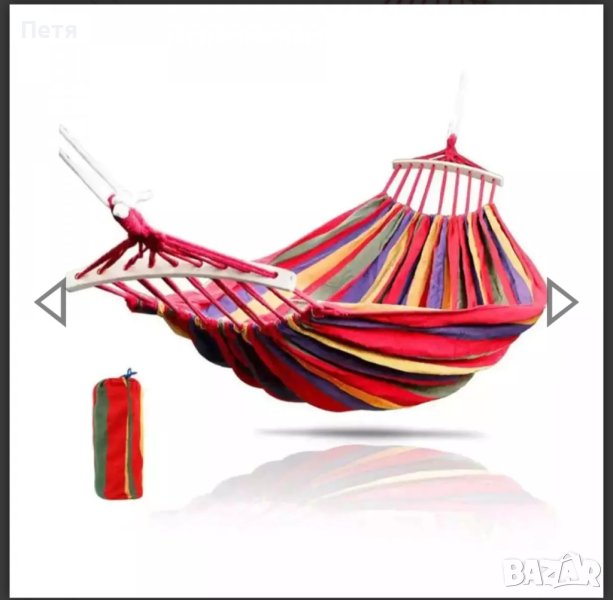 Хамак с дървени рейки, 200х80см, многоцветен, снимка 1