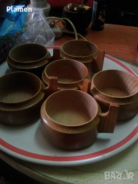 Шест дървени подстакани, снимка 1