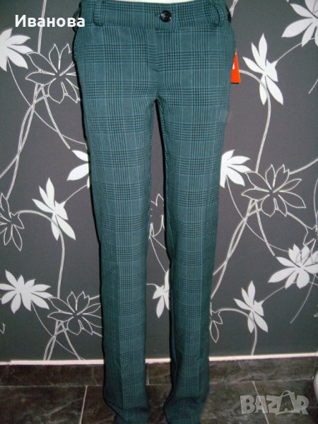 Панталон тип цигара. Каре. Зелено и черно , снимка 1