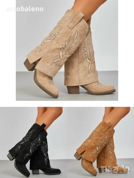 Дамски уестърн и байкерски ботуши, 3цвята , снимка 1