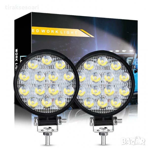 2 БРОЯ Диодни фарове 42W LED Работна Лампа 12V 24V, снимка 1