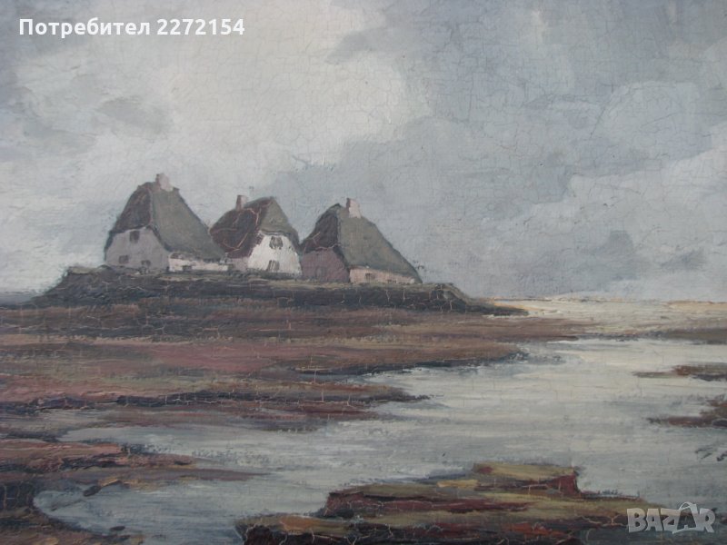 Стара картина пейзаж в рамка, снимка 1