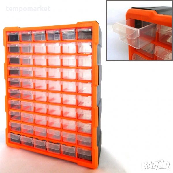 Пластмасова кутия с 60бр.чекмеджета, снимка 1