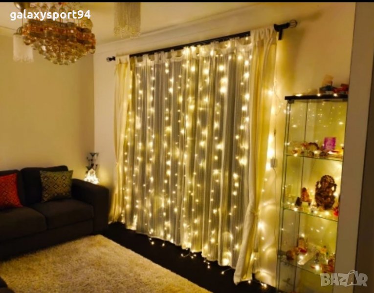 ЛЕд Завеса Топло Бяла Постоянно светеща за  Украса/ Декорация/ Коледа/Сватбено тържество Голям модел, снимка 1
