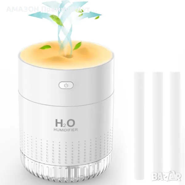 LKV Ултразвуков Мини овлажнител 350мл/LED светлина/автоматично изключване/2 режима,кола/спални/офиси, снимка 1