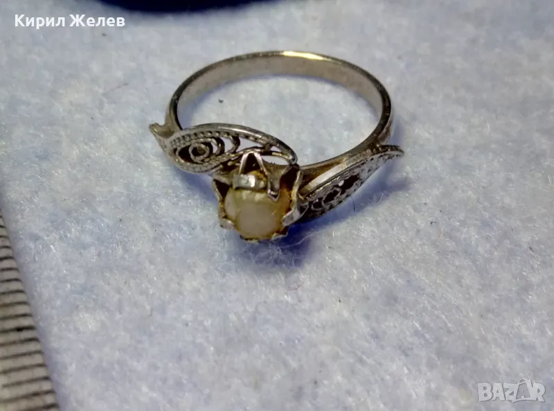 СТАР ФЛОРАЛЕН ФИЛИГРАНЕН ПРЪСТЕН от БЛАГОРОДНА СТОМАНА с ЧЕШКА ПЕРЛА МАЙСТОРСКО РЕТРО АРТ БИЖУ 50132, снимка 1