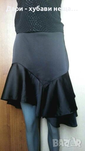 Пола с волани, на "Zara" от черен плътен сатен🍀❤S/M,M❤🍀арт.4349, снимка 1