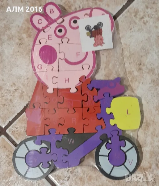 Дървен пъзел Прасенцето Пепа, снимка 1