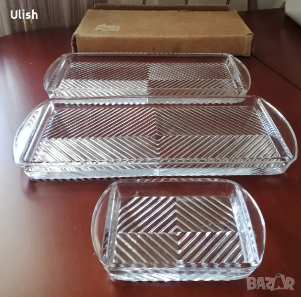 Сет от кристални плата за ордьоври, снимка 1