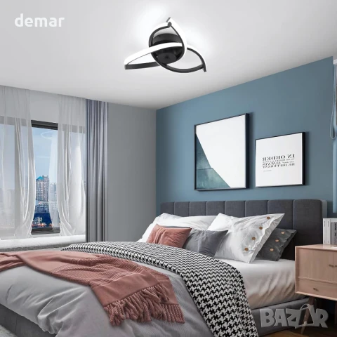 Vloitgol Модерно LED таванно осветително тяло, 30W черно (студена бяла светлина 6000K), снимка 4 - Лед осветление - 50950492