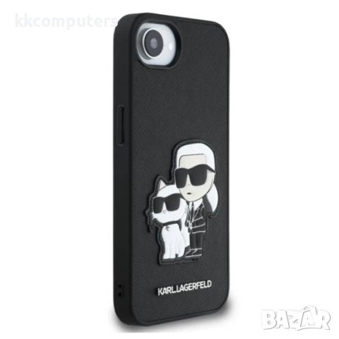 Оригинален кейс Karl Lagerfeld Saffiano Karl and Choupette, За iPhone 16e, Черен, снимка 3 - Калъфи, кейсове - 50448457