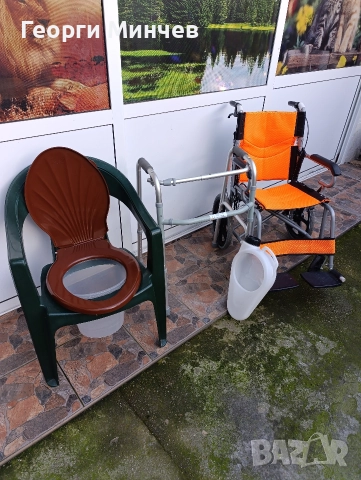 Сгъваема количка,сгъваема проходилка,мобилен стол-тоалетна,подлога и бастун-тринога