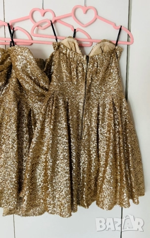 Разпродажба Официална рокля с пайети златна разкроена бюстие, снимка 7 - Рокли - 52881523