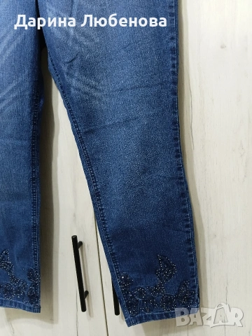 Еластични дънки с мъниста , снимка 2 - Дънки - 53197456